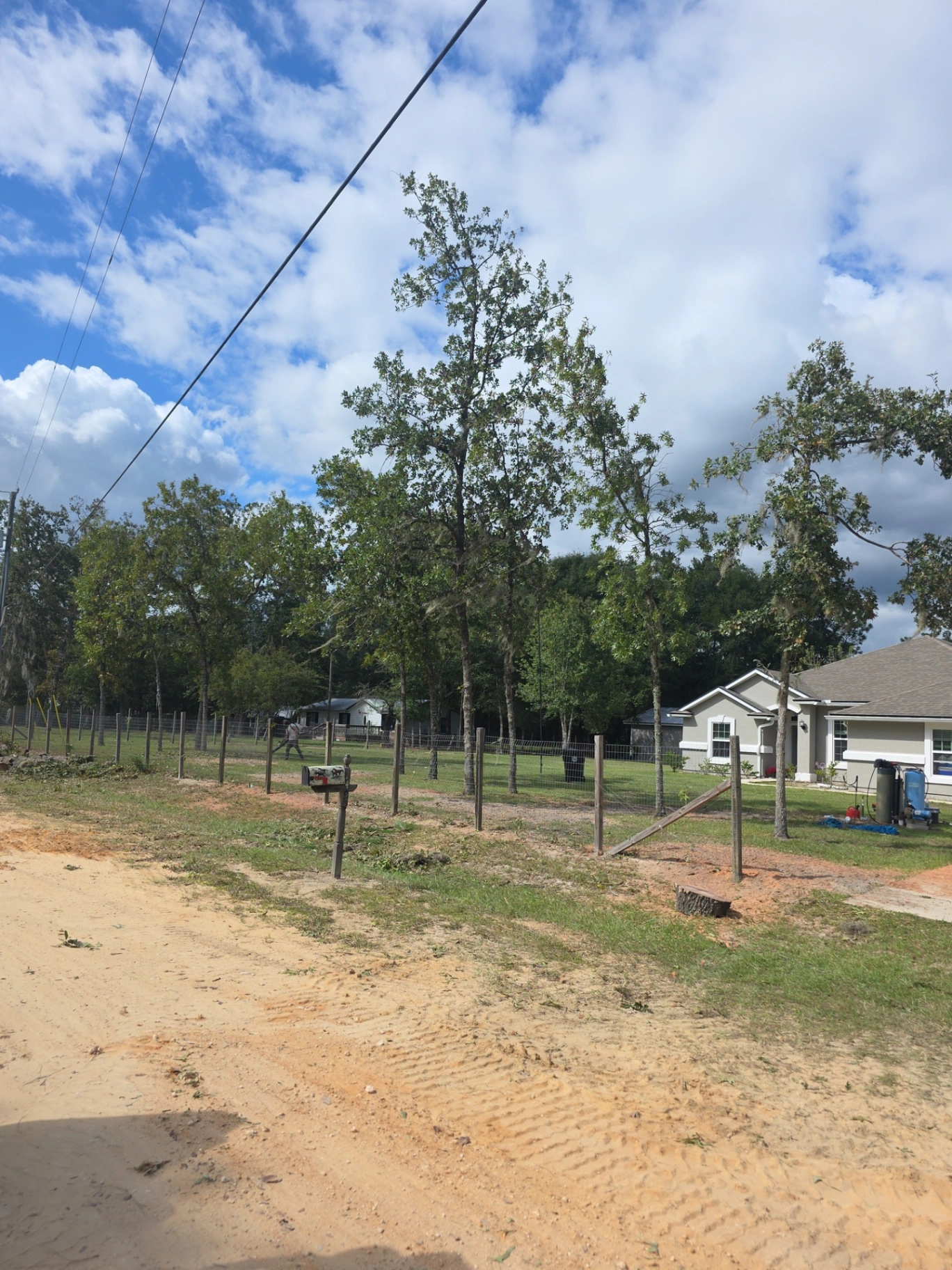 Roadside lot trimmed back and cleaned up along a fence line